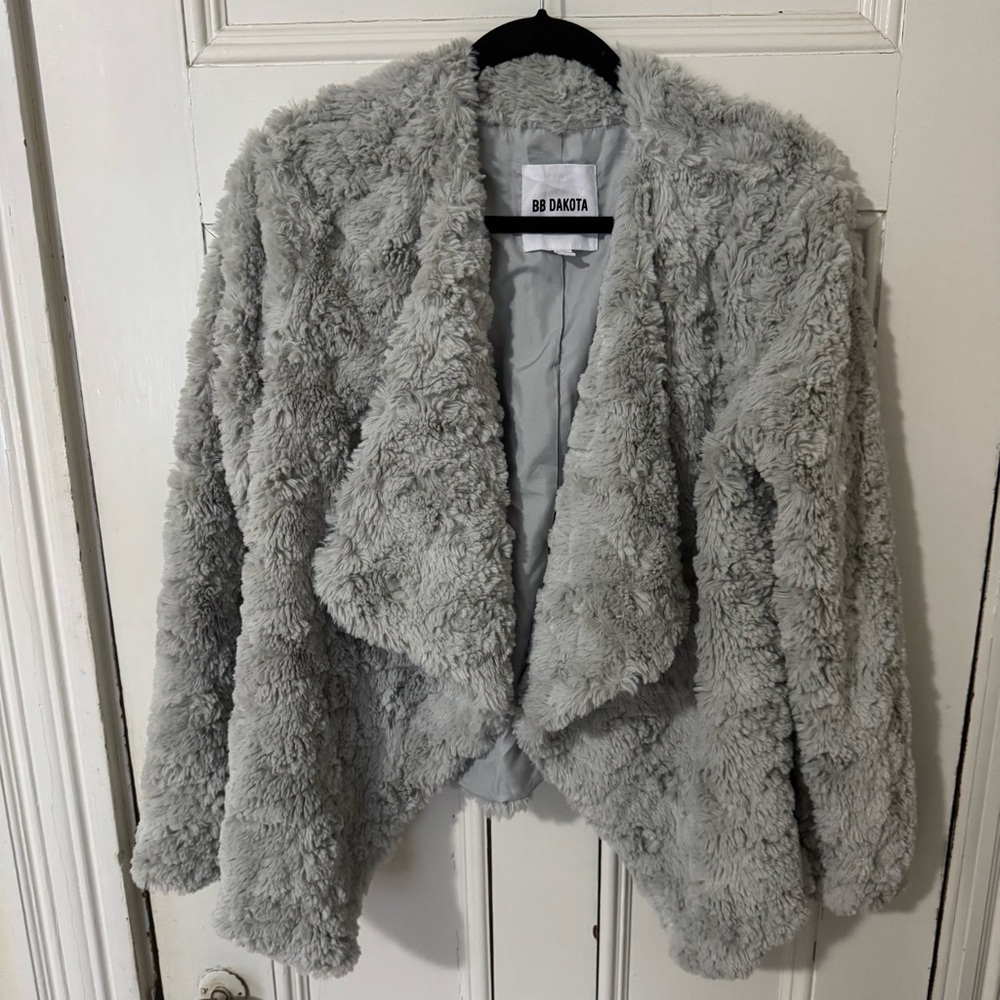 BB Dakota Gray Faux Fur Jacket Coat